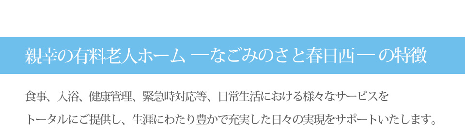 医療強化型有料老人ホーム -なごみのさと春日西-の特徴